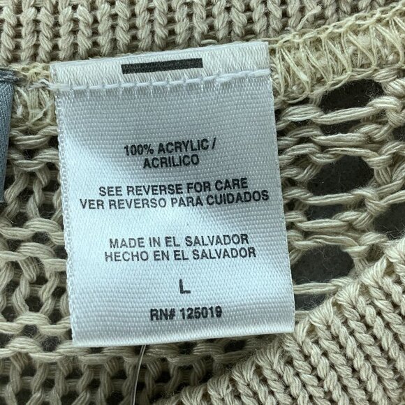 Joseph A Sweater Womens Large Tan Pullover Open Knit Acrylic‎ Short Sleeve Thin - Picture 8 of 8